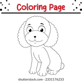 vector drawing of cartoon dog. Black and white vector illustration of animals. Coloring Book for children.