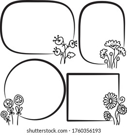 vector drawing cartoon flowers with border farm card 