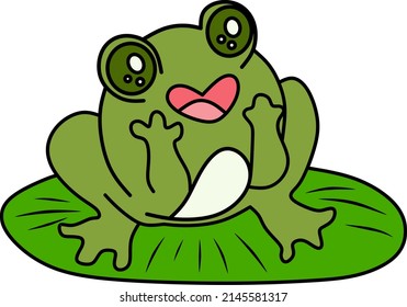 vector drawing of cartoon frog for coloring book.