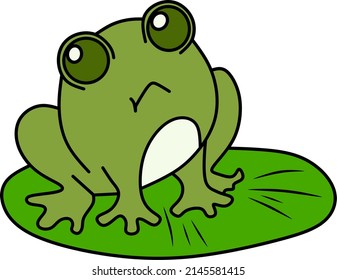 vector drawing of cartoon frog for coloring book.