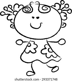 vector drawing cartoon girl