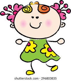 vector drawing cartoon girl