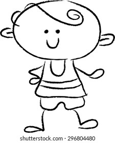 vector drawing cartoon happy boy