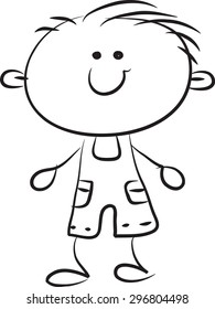 vector drawing cartoon happy boy
