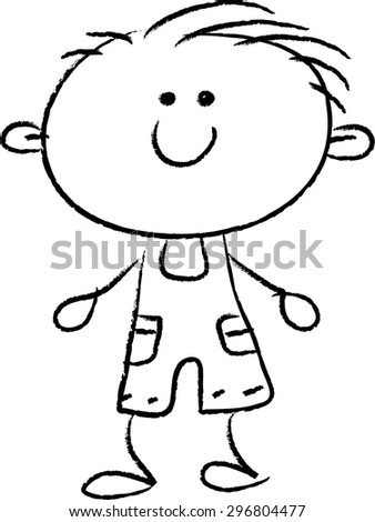 vector drawing cartoon happy boy