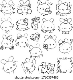conjunto de emojis de conejo de dibujo vectorial