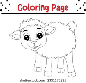 vector drawing of cartoon sheep. Black and white vector illustration of animals. Coloring Book for children.