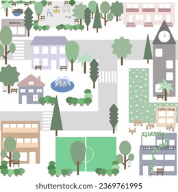 dibujo vectorial de un pueblo de dibujos animados