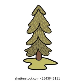 Vector drawing of a cartoon tree. Spruce. Design element for children