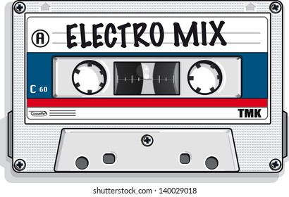 Vector Drawing Of A Cassette Tape/Mix Tape/ Easy To Edit Layers, No Gradients Meshes Or Blends Used