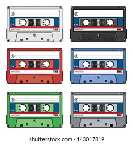 Vector drawing of Cassette tapes/Cassette tapes/ Easy to edit vector drawing, easy to edit layers and groups, copy and paste or export to any format. no meshes or gradients used