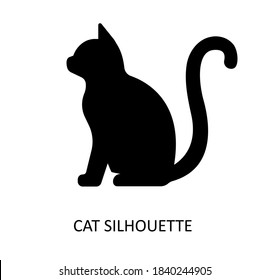 Vector drawing of cat. Black silhouette. 