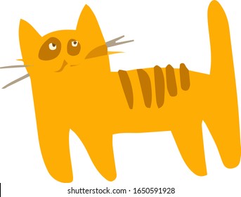 Vector drawing of a cat. Color sketch. Red cat in flat illustration style. Great idea for a postcard, calendar, holiday invitation, wrapping paper. Suitable for decorating recipes, frames, diaries.