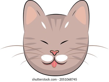 Vector drawing of a cat head. Cat pet icon. Cute kitty.