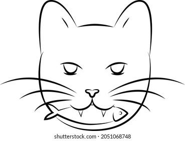 Vector drawing of a cat head. Cat pet icon. Cute kitty.