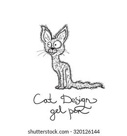 Vector drawing cat illustration. Cartoon and  sketch cat.
