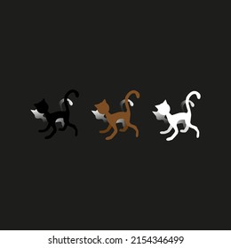 Vector drawing cat with shadow, color black brown white