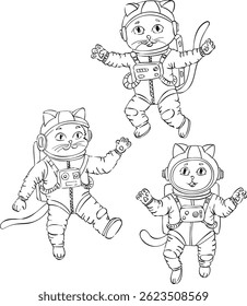 vector drawing of a cat in space