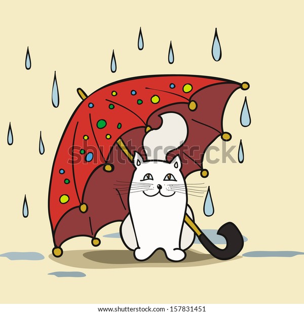 Vector Drawing Cat Under Umbrella Stock Vector (Royalty Free) 157831451 ...