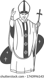 vector drawing of a Catholic Bishop blessing