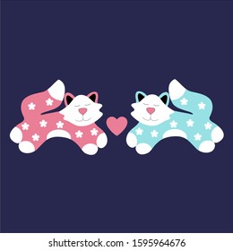 Vector drawing of cats in love. Decorative element for design.