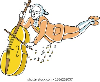 Vektorillustration einer Zellist, die eine Sonata abspielt