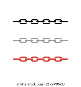 Vector drawing of a chain. Chain links, color black gray red, flat style