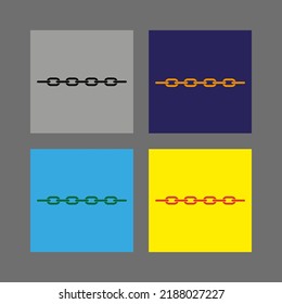 Dibujo vectorial de una cadena. Enlaces de cadena, estilo plano colorido de silueta