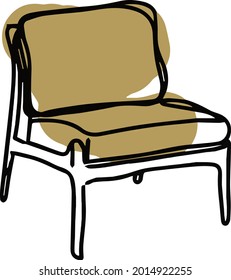 Vector drawing of a chair. Handmade work. A great idea for a greeting card, calendar, holiday invitation, wrapping paper. Suitable for decorating recipes, frames
