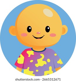 Vector drawing character head cheerful boy flat vector your avatar in a colored t-shirt