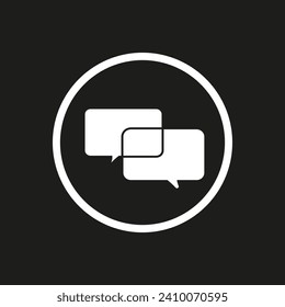 Vector drawing chat cloud in circle color white flat style