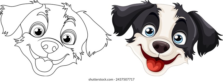 Vector drawing of a cheerful, playful dog