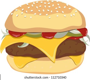 Vector drawing of a cheeseburger