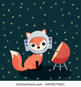 Vector drawing for children. Forest dwellers are space travelers.