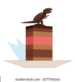 Vector drawing of chocolate cake with chocolate dinosaur decoration and raspberry cream on white background