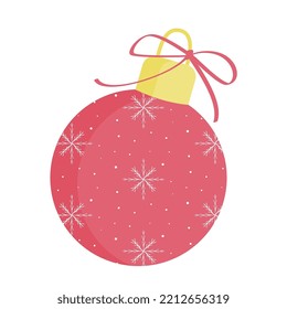 Vector drawing of a Christmas ball with snowflakes and a bow
