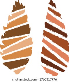 Dibujo vectorial de conos de navidad. Conos forestales. Cono de pino. Naturaleza. Esbozo, ilustración.