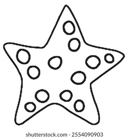 Vector drawing of Christmas cookies in the shape of a star. Coloring book