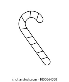 Vector drawing of a Christmas lollipop, a Christmas stick drawn by lines on a light background.