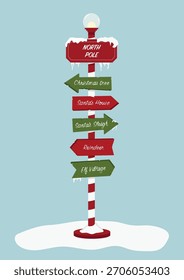 Dibujo de Vector de un poste de Navidades con signos direccionales