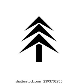 
Vector drawing Christmas tree color black flat style