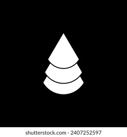 Vector drawing Christmas tree, color white flat style