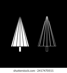 Vector drawing Christmas tree color white flat style