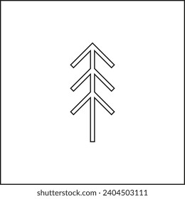 Vector drawing Christmas tree, contour color black flat style