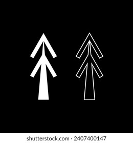 Vector drawing Christmas tree contour and silhouette color white flat style