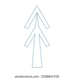 Vector drawing Christmas tree, dotted line color blue flat style