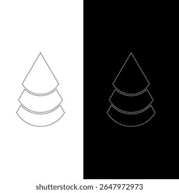 Vector drawing Christmas tree, dotted line color black and white flat style