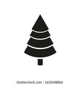 Vector drawing christmas tree icon, silhouette color black flat style