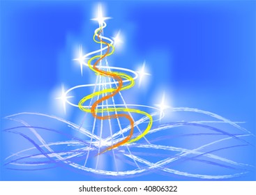 Vektorgrafik eines Weihnachtsbaumes. Spielzeug und Kerzen