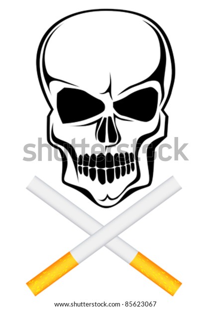 Vector Drawing Cigarette Skull Pattern Stock Vector (Royalty Free) 85623067